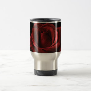 Red rose throw pillow travel mug