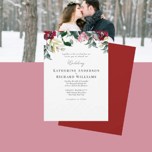 Red Rose Together With Winter Wedding Invitation
