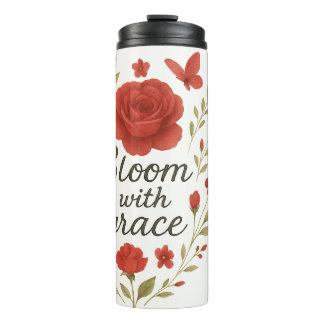 Red Rose Travel Tumbler – 'Bloom Fiercely' Feminin