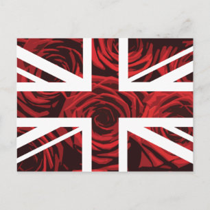 Red Rose Union Jack British(UK) Flag Postcard