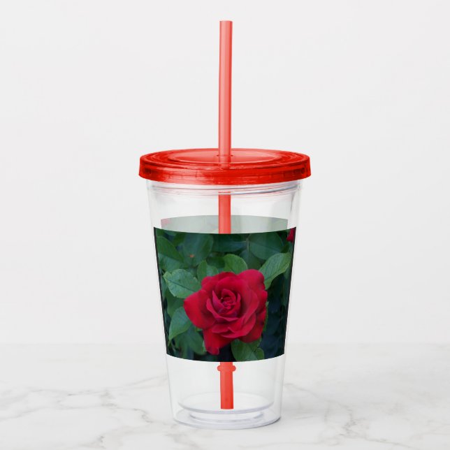 Red Rose Up Close Acrylic Tumbler (Front)