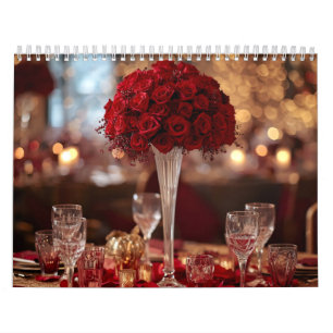 Red Rose Valentine Romantic Wall Desk Calendar