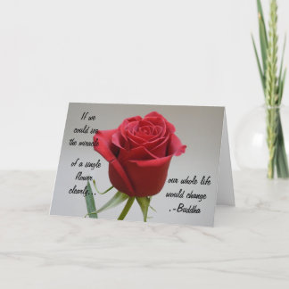 Red Rose Valentine-with Buddha quote Holiday Card