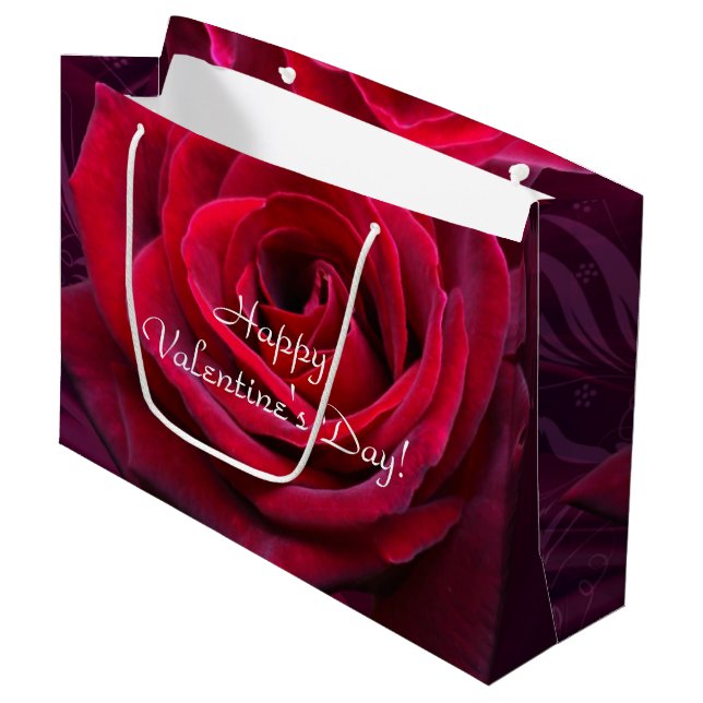 red rose Valentine's Large Gift Bag (Front Angled)