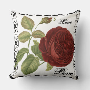 Red Rose Vintage Decorative Pillow