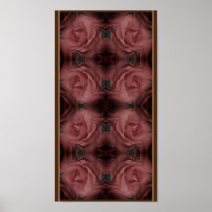 Red Rose Vintage Flower Art Pattern  Poster