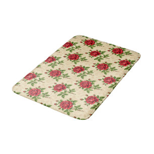 Red rose vintage pattern bath mat