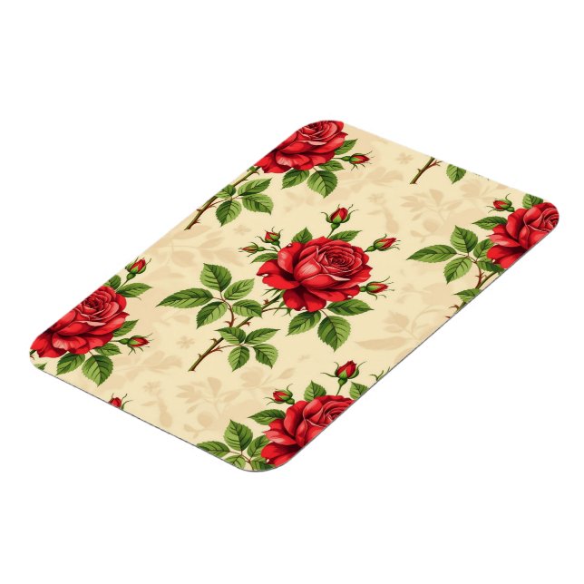 Red rose vintage pattern magnet (Left Side)