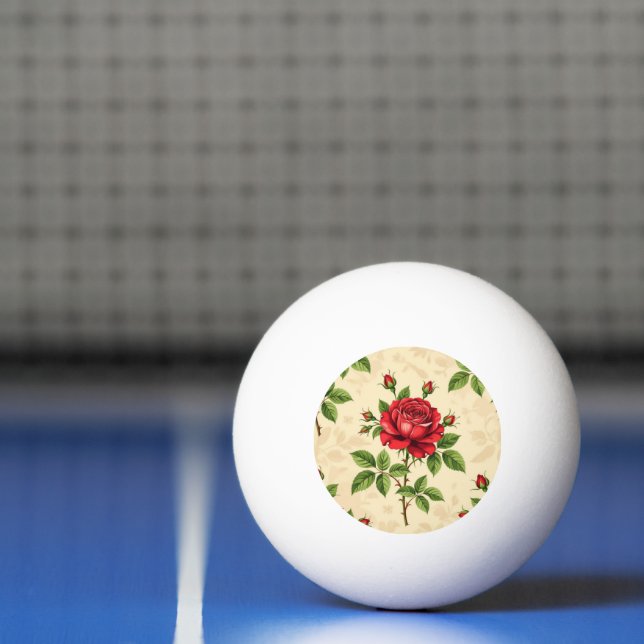 Red rose vintage pattern ping pong ball (Net)