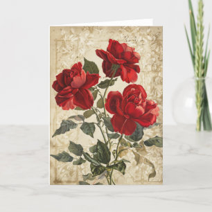 Red Rose Vintage Valentine's Day Holiday Card
