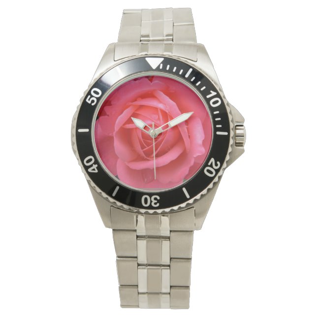 Red Rose Watch Romantic Pink Rose Wrist Watches (Front)