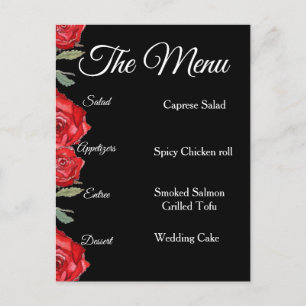 Red Rose Watercolor Elegant Menu Minimalist Postcard