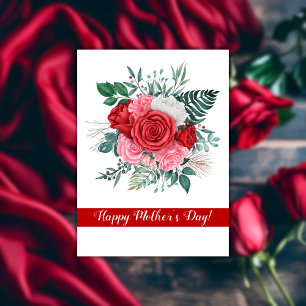 Red Rose Watercolor Floral Mother's Day Card
