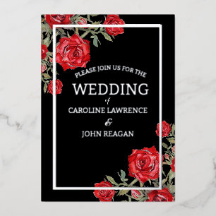 Red Rose Watercolor Floral Wedding 