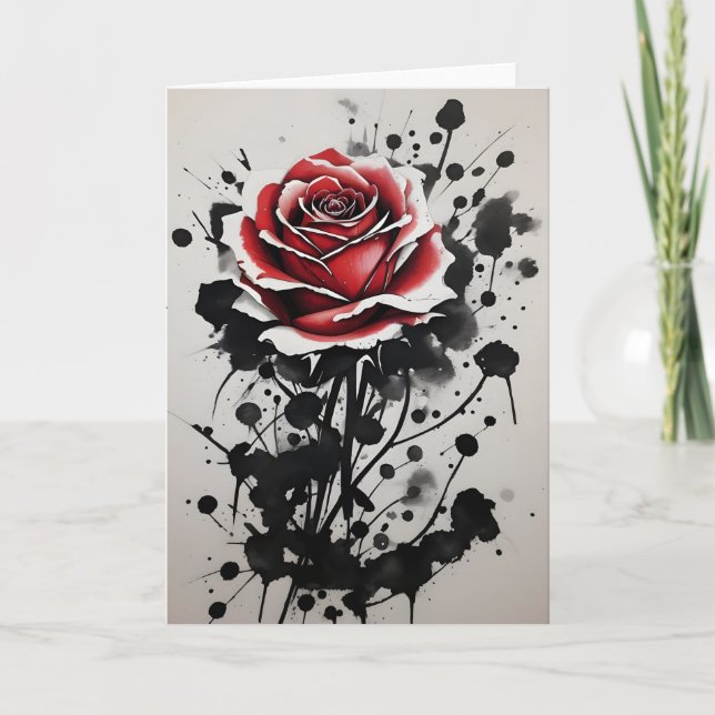 Red Rose - Watercolor flowers Card (Front)