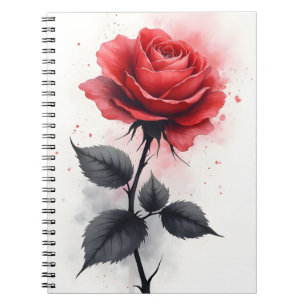 Red Rose - Watercolor flowers Notebook