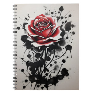 Red Rose - Watercolor flowers Notebook