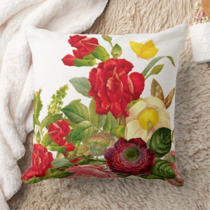 Red Rose Watercolor Trend & Yellow Butterfly  Cushion