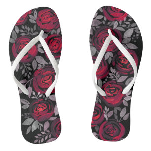 Red rose watercolor , watercolor flip flops