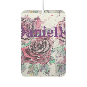 Red Rose Watercolour art floral Car Air Freshener
