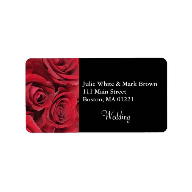 Red Rose Wedding Address Label (Front)