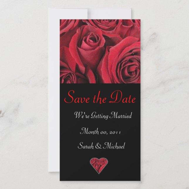 Red Rose Wedding Announcement Card (Front)