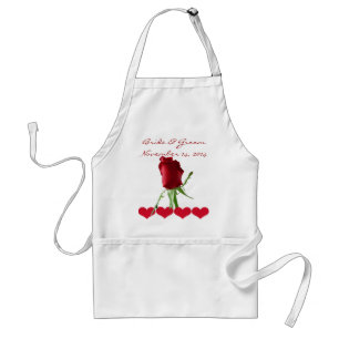 Red Rose Wedding Aprons