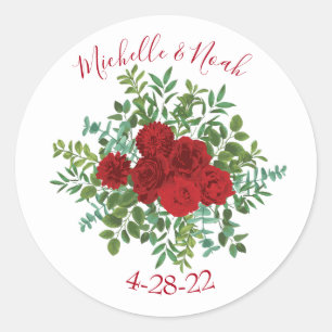 Red Rose Wedding Classic Round Sticker