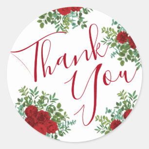 Red Rose Wedding Classic Round Sticker