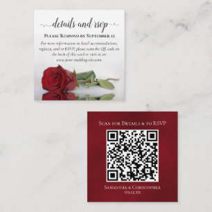 Red Rose Wedding Details & RSVP Online QR Code Enclosure Card