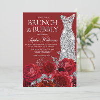 Red Rose Wedding Dress Brunch Bubbly Bridal Shower