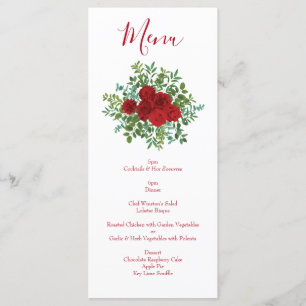 Red Rose Wedding Elegant Classic Menu