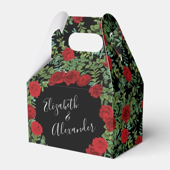 Red Rose Wedding Favour Box (Front Side)