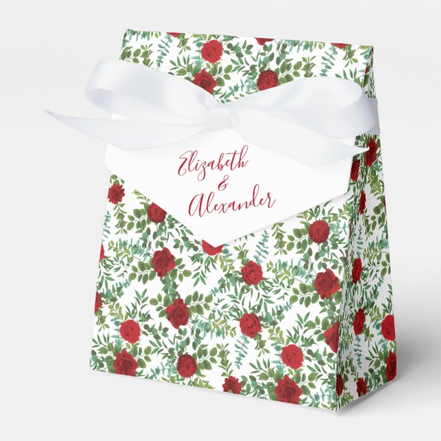 Red Rose Wedding Favour Box (Front Side)