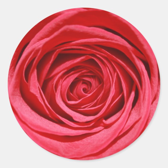 Red Rose Wedding Flowers Glossy Floral Patterns Classic Round Sticker (Front)
