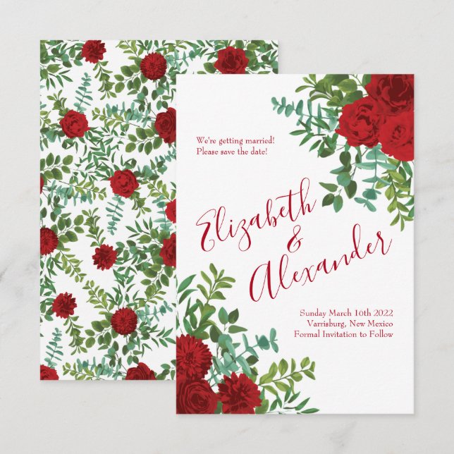 Red Rose Wedding Invitation (Front/Back)