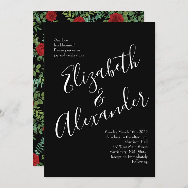 Red Rose Wedding Invitation (Front/Back)