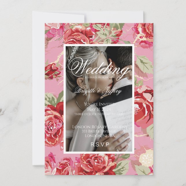 Red rose wedding invitation (Front)