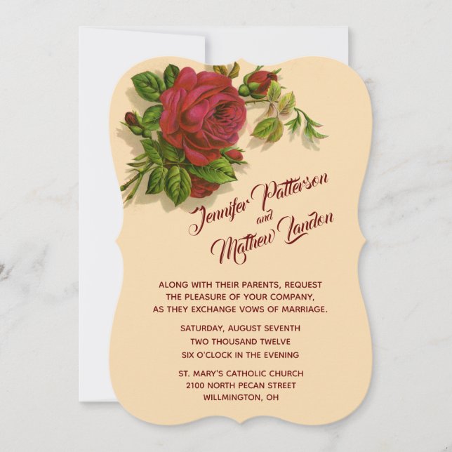 Red Rose Wedding Invitation (Front)