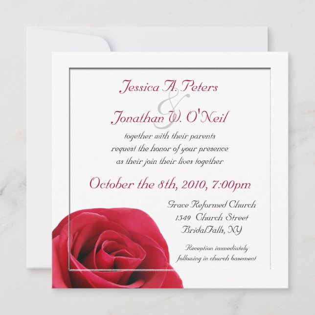 Red Rose wedding invitation (Front)
