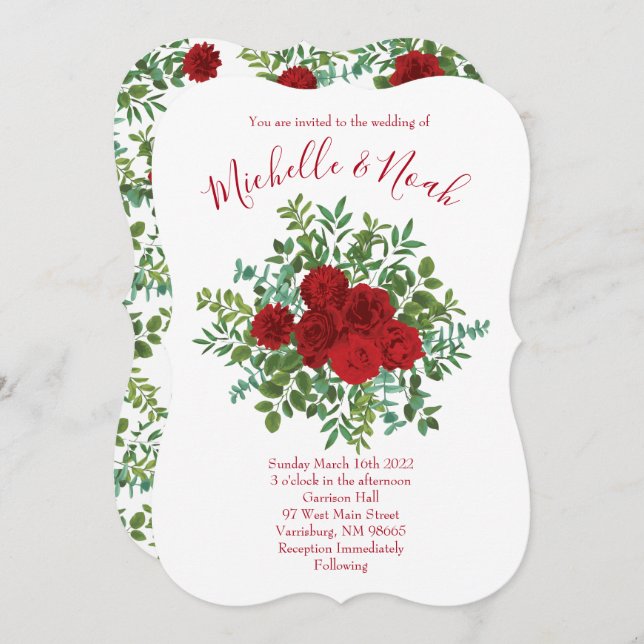Red Rose Wedding Invitation (Front/Back)