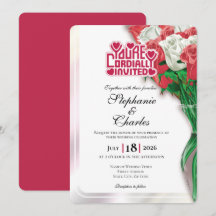Red Rose Wedding Invitation - Red Lettering 3