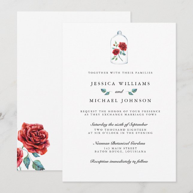 Red Rose Wedding Invitations (Front/Back)