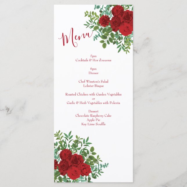 Red Rose Wedding Menu (Front)
