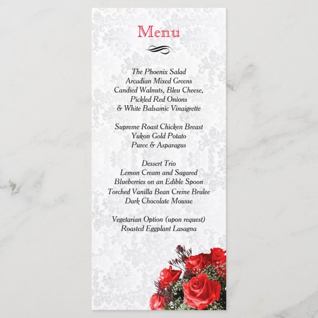 Red Rose Wedding - Menu (Front)