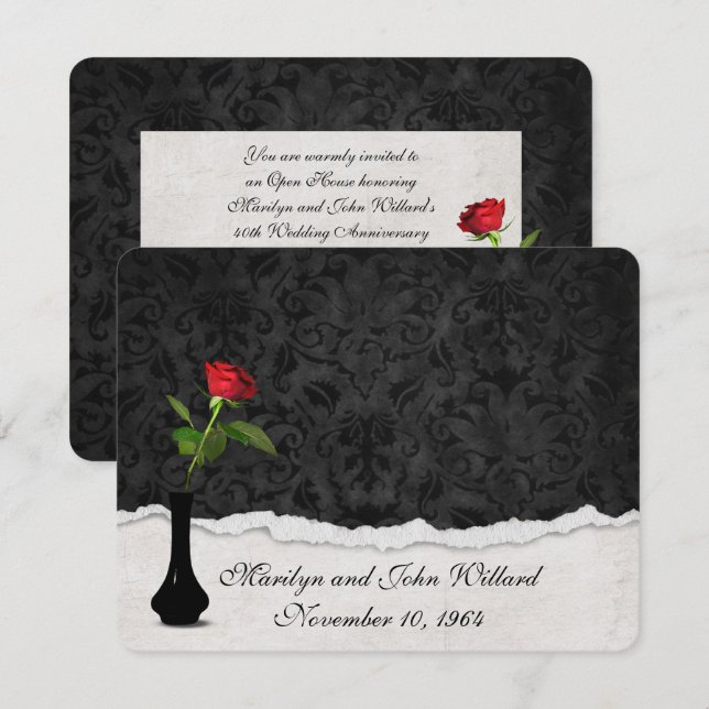 Red Rose Wedding Open House Invitation (Front/Back)