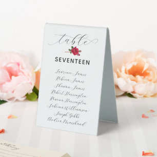 Red Rose Wedding Reception Table Seating