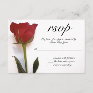Red rose wedding RSVP Card