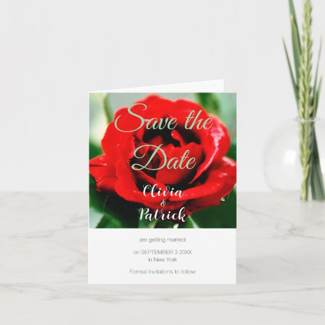 Red Rose Wedding Save the Date  Invitation (Front)