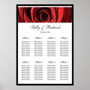 Red Rose Wedding Table Seating Plan Poster